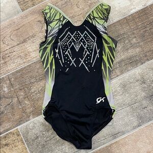 GK Green Black Gymnastics Leotard Practice Leo Size AS